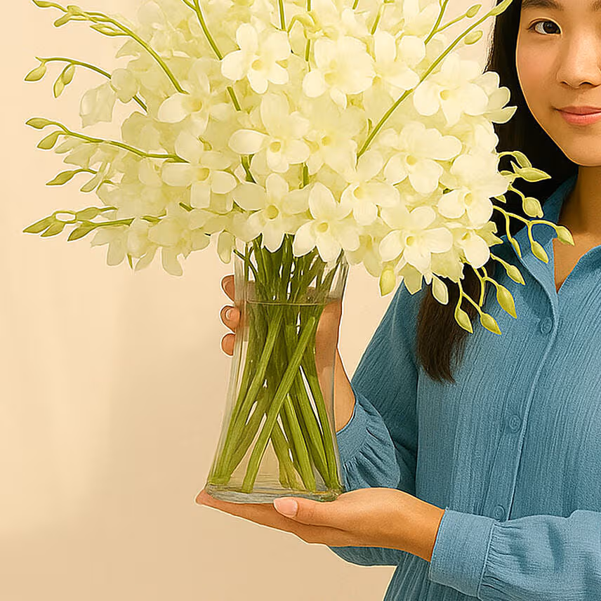 40 White Orchid Arrangement