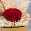 Luxurious Regal Red Forever Rose in Golden Vase