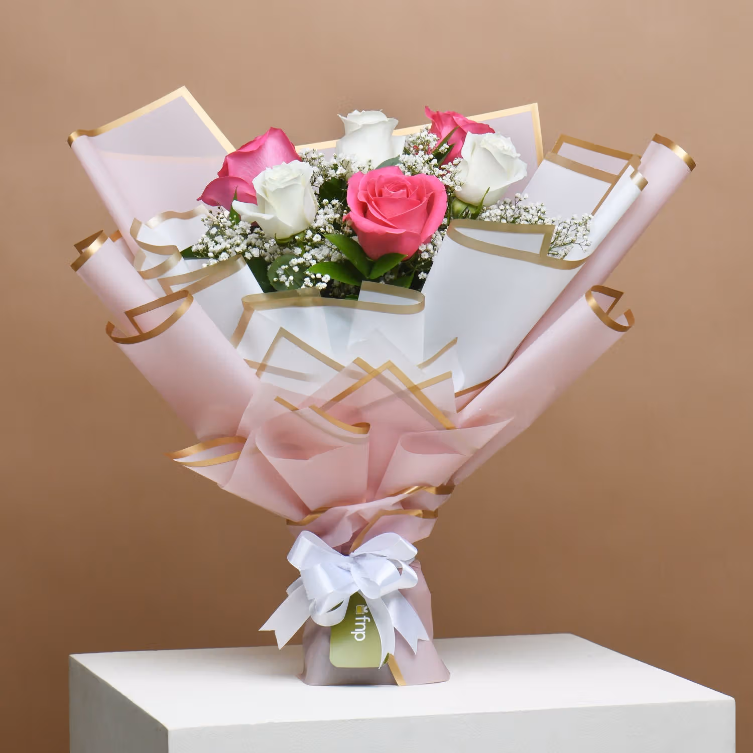Whispering Love: A Delightful Bouquet and Fresh Fruit Cake Combo