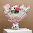 Whispering Love: A Delightful Bouquet and Fresh Fruit Cake Combo