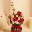 بوكيه ورد الحب الأحمر و الزهري