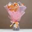 Elegant Bouquet of Orange and Peach Roses with Delightful Fruit Cake