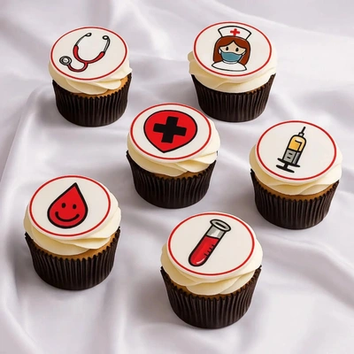 Celebratory Nurse Graduation Chocolate Cupcake Set - 6 Pieces