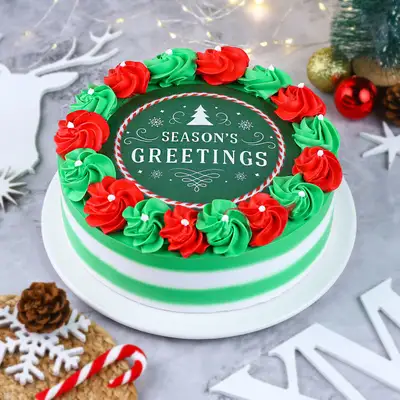 Festive Season's Greetings Chocolate Cake - 1 Kg Round Delight