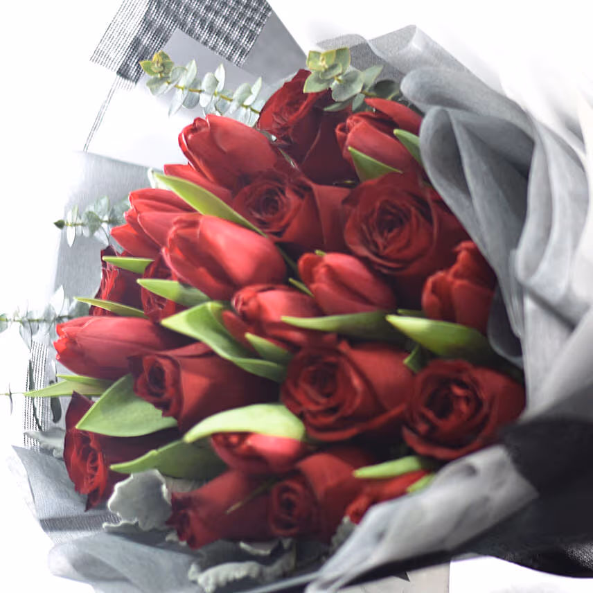 Gracefully Yours Roses & Tulips Bouquet