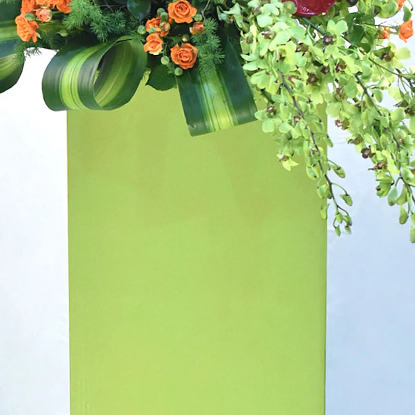 Lovely Mixed Flowers Green Stand