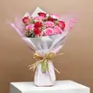 Exquisite Romance: Pink & Red Roses with Ferrero Rocher Chocolate Cake