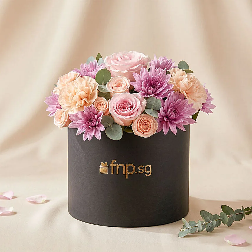 Elegant Flower Arrangement in a Black Box