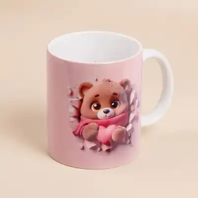 Adorable Teddy Bear Heart Mug - Perfect Gift for Loved Ones