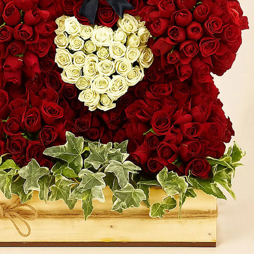 Fresh Rose Teddy with Heart