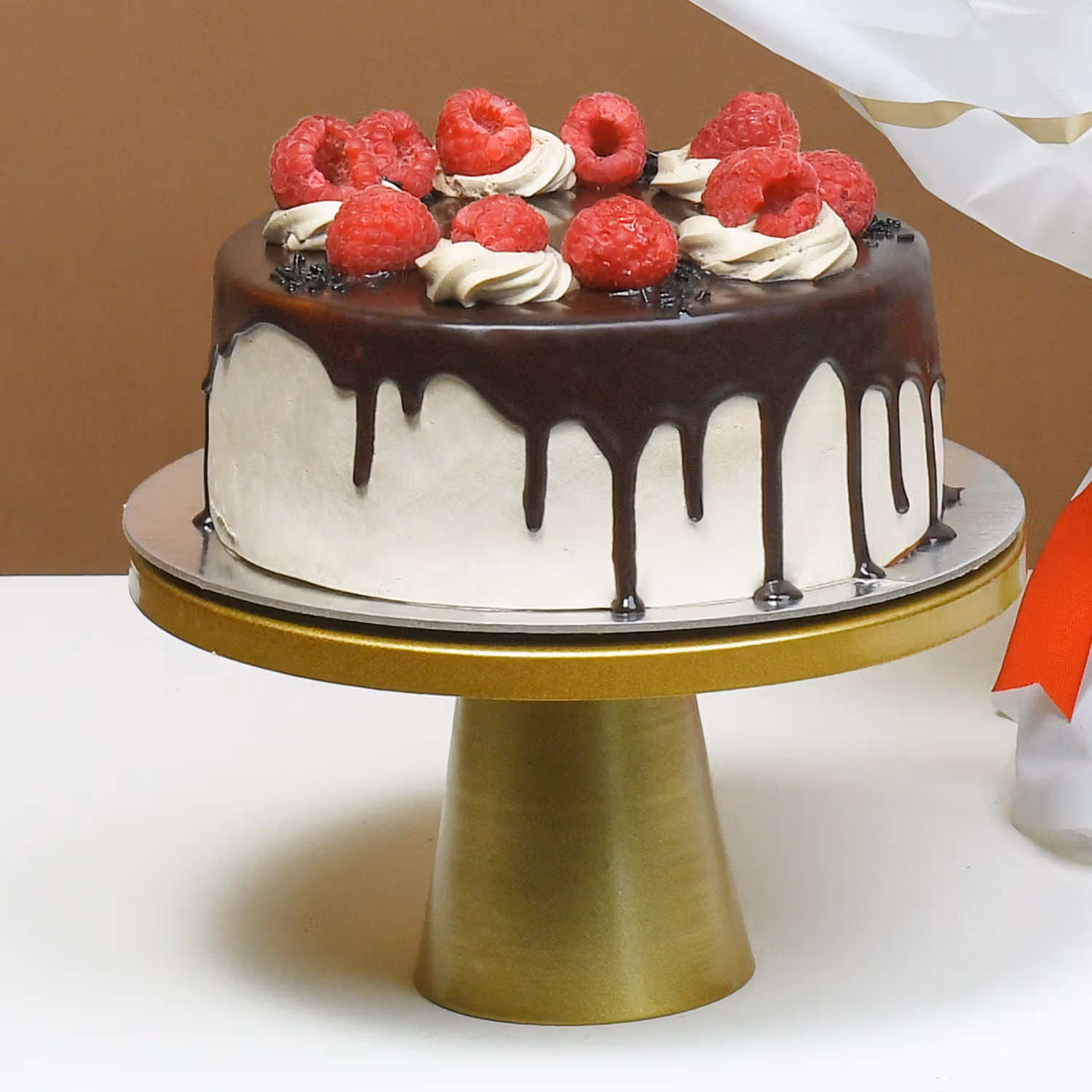 Romantic Red Roses Bouquet and Decadent Chocolate Cake Delight