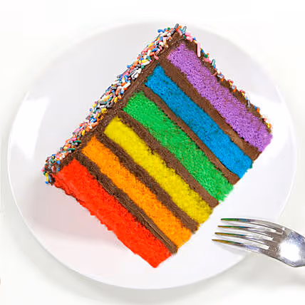 Spectrum of Delight: Exquisite Rainbow Layer Cake with Chocolate Ganache