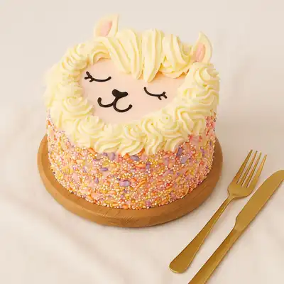Cute Alpaca Birthday Cake For Girls - 1 Kg / Red Velvet
