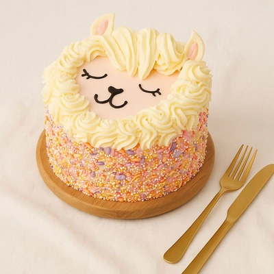 Cute Alpaca Birthday Cake For Girls - 1 Kg / Red Velvet