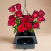 Midnight Romance Rose Box with Heartbeat Crystal Necklace