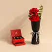 Elegant Gift Set: Luxurious Godiva Chocolate with Red Roses and Eucalyptus