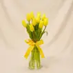 Serene Yellow Tulips Glass Vase