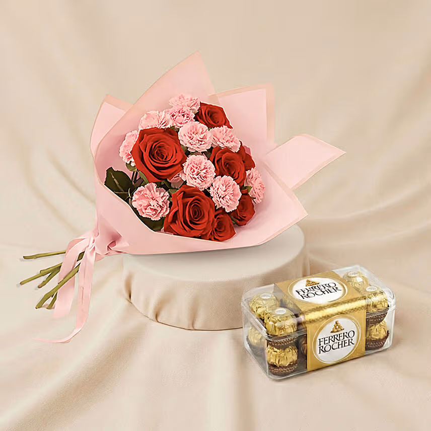 Eternal Love Valentine's Roses Bouquet and Chocolates Gift