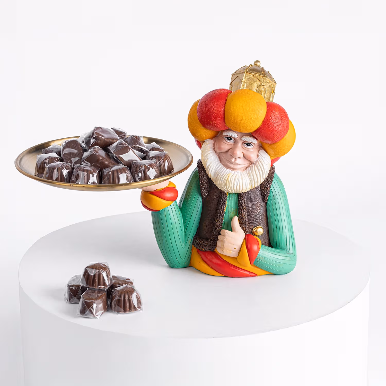 Belgian Chocolates In Fananees Sheikh Holding Plate