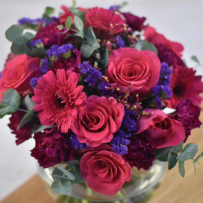 Beautiful Mixed Flowers Fish Bowl Vase