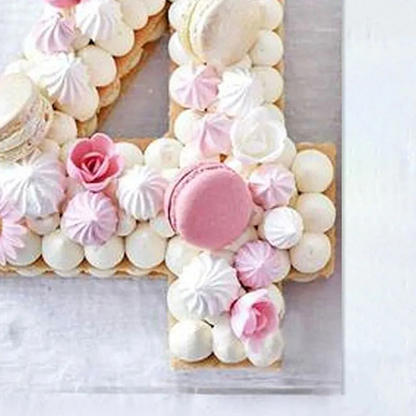 Number 4 Designer Macarons Cake