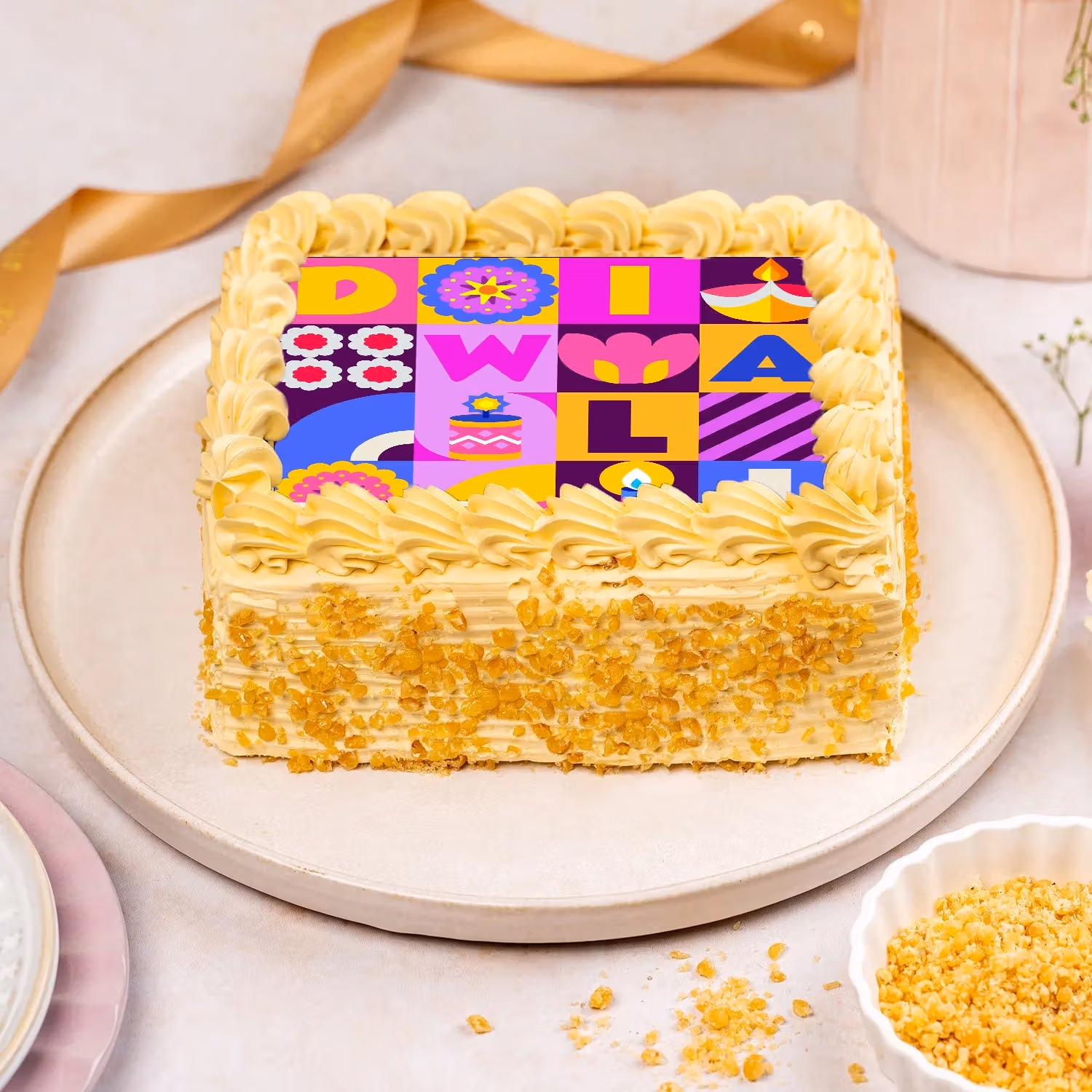 Festive Crunchy Chocolate Diwali Cake