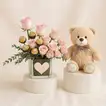 Pink Bliss | Baby Rose With Chocolates n Cute Teddy Bear 
