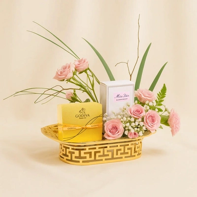 Godiva n Miss Dior Blooming Bouquet Women Perfume Flower Tray