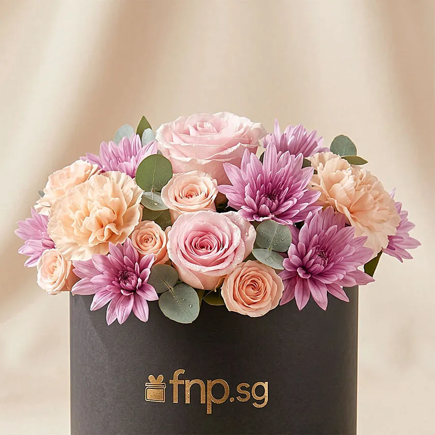 Elegant Flower Arrangement in a Black Box
