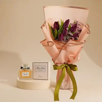 Mom’s Luxe Tulip Elegance with Miss Dior Perfume