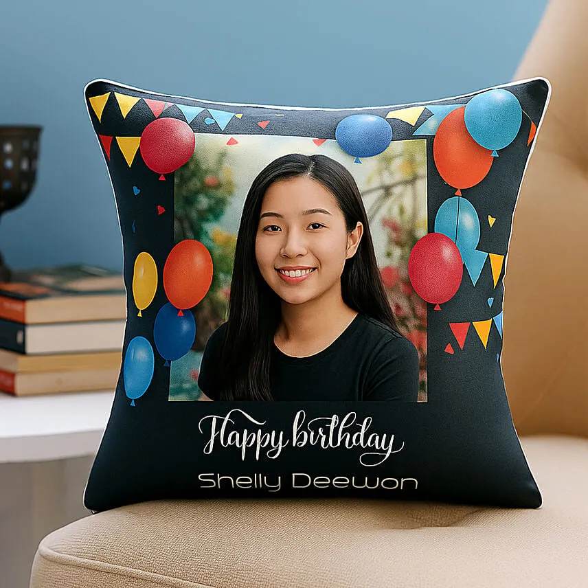 Personalised Birthday Balloons Cushion