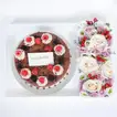 Chocolate Delight Birthday Cake with Elegant Floral Arrangement