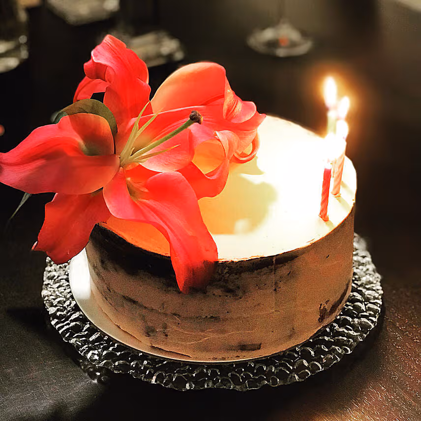Fresh Floral Red Velvet Cake 9 inches Eggless