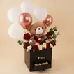 Happiness Box | Rose, Chocolates n Balloons - With Small Teddy