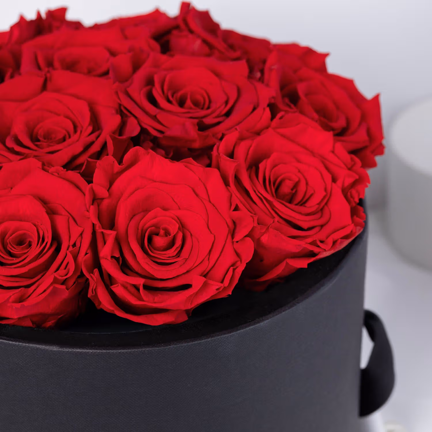 Rosy Glow of Love: Luxurious 12 Red Forever Roses in Elegant Black Box - Red