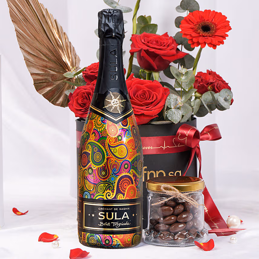Golden Romance Wine Box for Valentine's Day