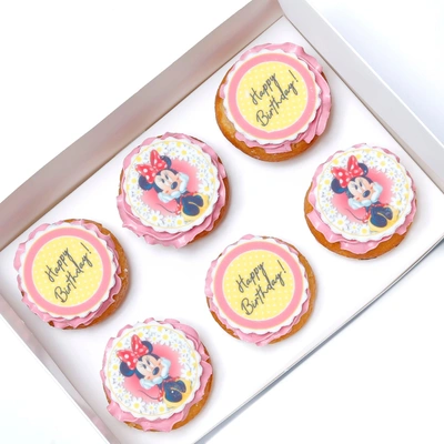 Delightful Chocolate Birthday Cupcakes - Set of 6 with Decorative Toppers