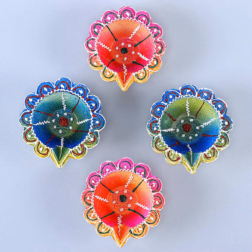 Designer Deepavali Diyas With Lindt And Kaju Katli