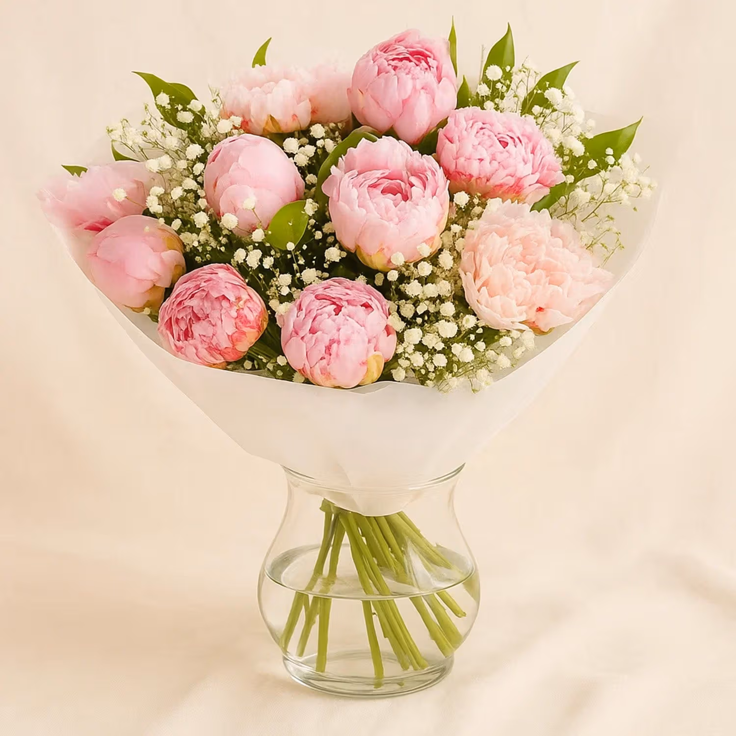 Pink Peonies Fancy Flower Vase