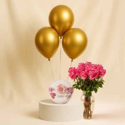 Purple Rose Charming Vase - With Chocolate n Balloons