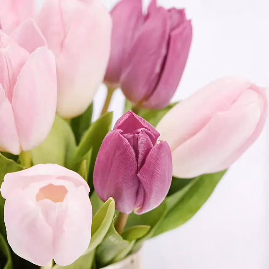  Dazzling Tulips Golden Vase