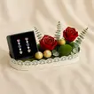Elegant Heartfall Earrings with Red Roses & Ferrero Rocher Gift Set