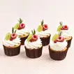 Delicious Eggless Vanilla Chocolate Cupcakes - Box of 6 with Fresh Fruit Toppings