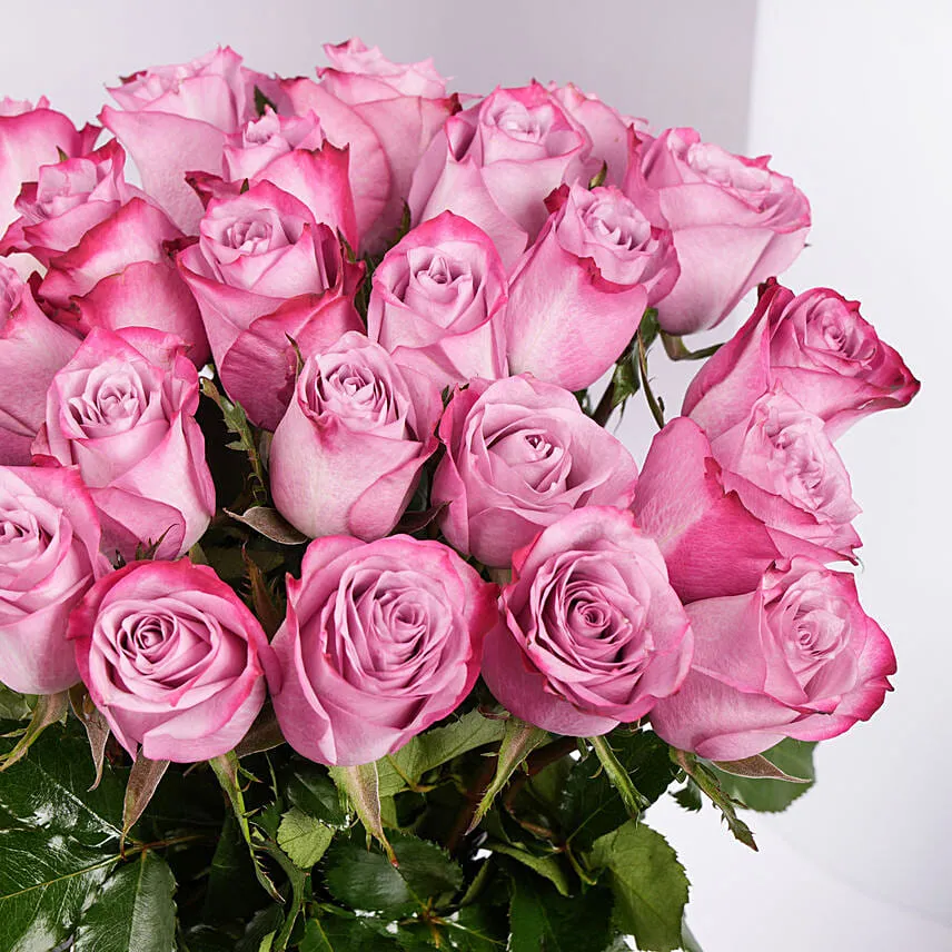 Vase Of 24 Mystic Purple Roses