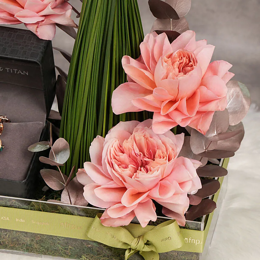 Titan Raga Facets Pink Dial Analog watch For Her Beautifully Arranged With Flowers
