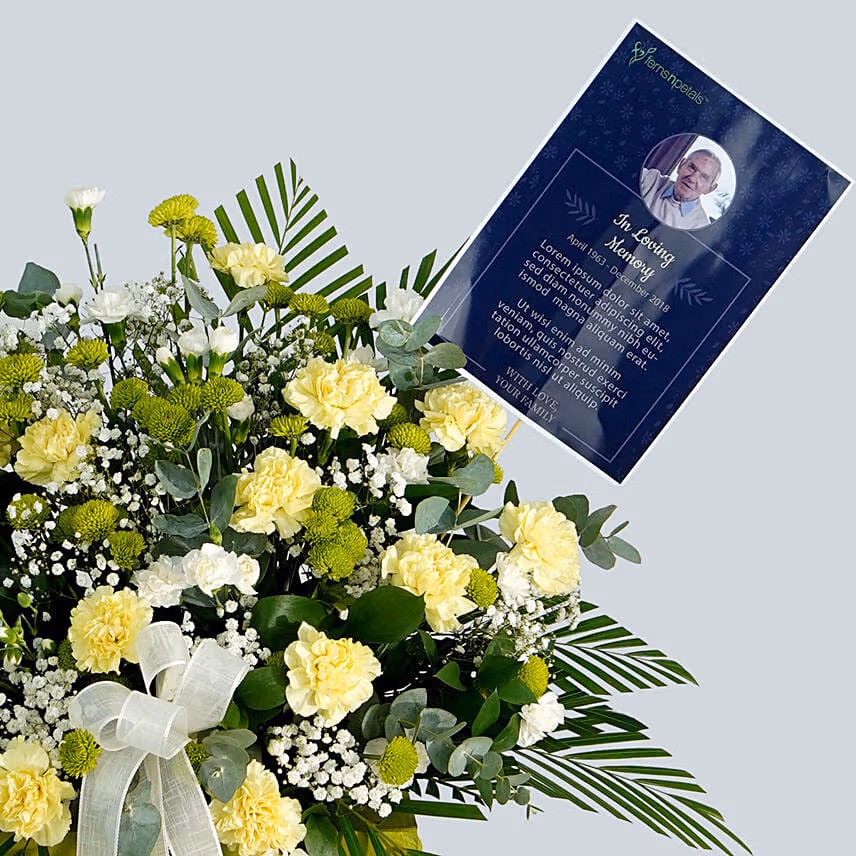 Heavy Hearted Condolence Mixed Flowers Green Stand
