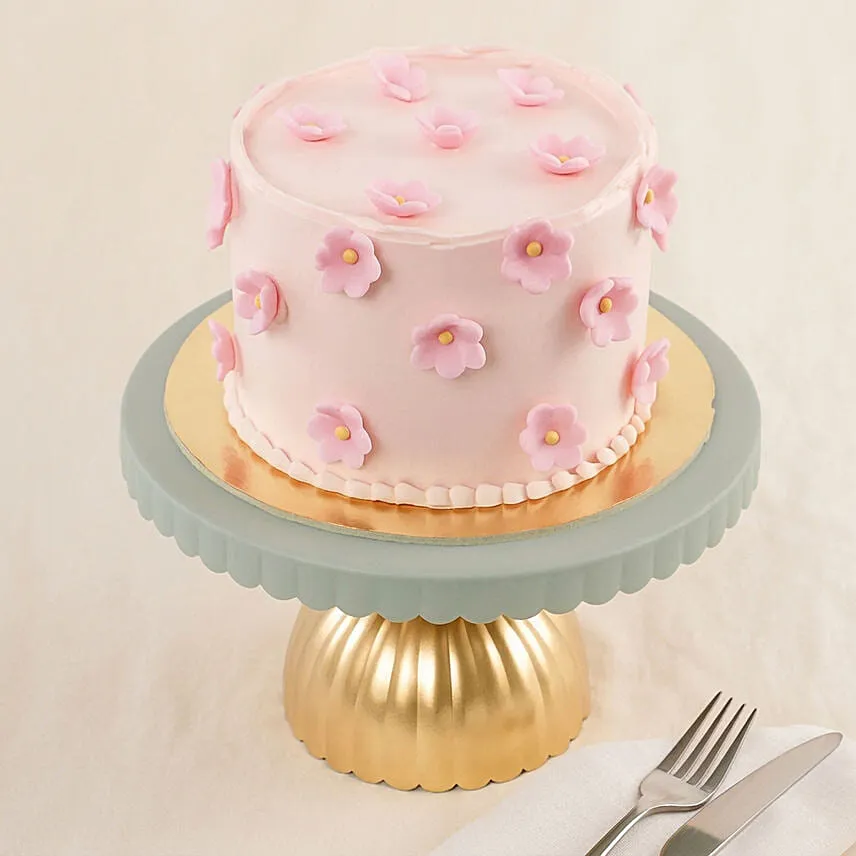 Pink Flowers Celebration Cake Rose Lychee