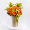 Otantik Home - Elegant Medium Decorative Vase with Orange Roses - Ivory & Gold