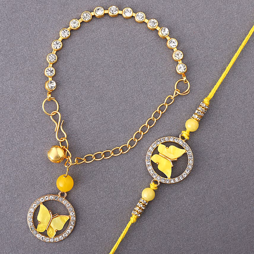 Sneh Butterfly Rakhis With Soan Papdi & Ferrero Rocher