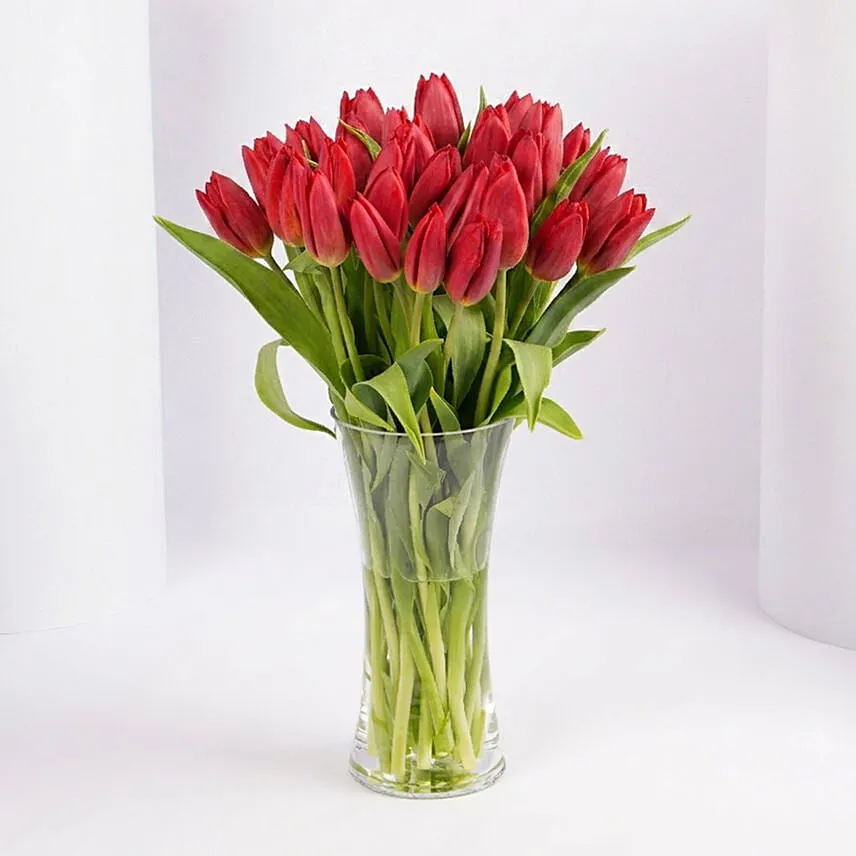 Red Tulip Arrangement Deluxe